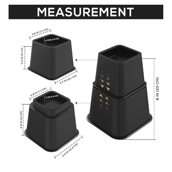 Utopia Bedding Adjustable Bed Risers Black 3, 5, 8 Inch Set - Picture 9 of 12